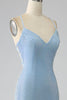 Load image into Gallery viewer, Havfrue blå lang ballkjole med spalt