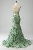 Load image into Gallery viewer, Havfrue Spaghetti stropper Grønn korsett Prom kjole med Appliques