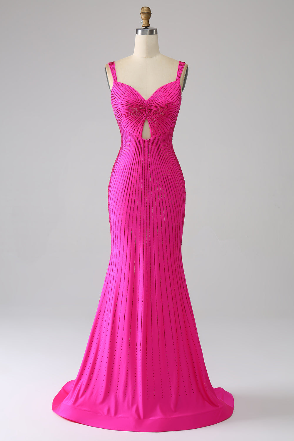 Sparkly Mermaid Hot Pink Prom Dress med Hollow-out