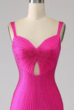 Sparkly Mermaid Hot Pink Prom Dress med Hollow-out