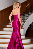 Sparkly Mermaid Fuchsia Corset Prom Kjole med Slit