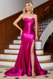 Sparkly Mermaid Fuchsia Corset Prom Kjole med Slit