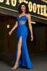 Load image into Gallery viewer, Havfrue Royal Blue Glitter Korsett Prom kjole med perler