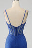 Load image into Gallery viewer, Royal Blue Mermaid korsett Prom kjole med perler