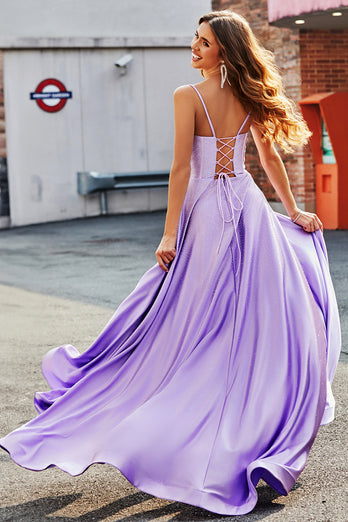 Sparkly Lilac A-Line korsett Prom kjoler med Rhinestones