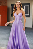 Sparkly Lilac A-Line korsett Prom kjoler med Rhinestones