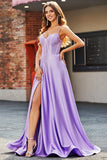 Sparkly Lilac A-Line korsett Prom kjoler med Rhinestones