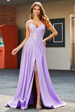 Sparkly Lilac A-Line korsett Prom kjoler med Rhinestones