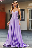 Sparkly Lilac A-Line korsett Prom kjoler med Rhinestones