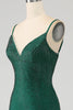 Load image into Gallery viewer, Sparkly Dark Green Beaded Long Mermaid Prom Dress med Slit