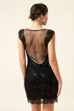 Black Sequined 1920-tallet Gatsby kjole med 20-tallet tilbehør sett