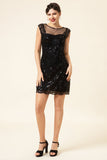 Black Sequined 1920-tallet Gatsby kjole med 20-tallet tilbehør sett