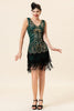 Load image into Gallery viewer, Dark Green Sequined Fringes 1920-tallet Gatsby Flapper kjole med 20-tallet tilbehør sett