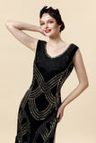 Black Sequined 1920-tallet Gatsby Flapper Party Dress med 20-tallet tilbehør sett