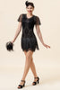 Load image into Gallery viewer, Black Beading Fringes Flapper kjole med 1920-tallet tilbehør sett