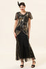 Load image into Gallery viewer, Paljetter Golden Long Flapper kjole med 20s tilbehør sett
