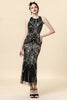 Load image into Gallery viewer, Halter Golden Paljetter Flapper kjole med 20s tilbehør sett