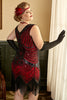 Load image into Gallery viewer, Rød pluss størrelse 1920-tallet Gatsby kjole med 20s Acessories Set