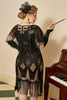 Load image into Gallery viewer, Svart Golden Cap Ermer 1920-tallet kjole med 20s tilbehør sett