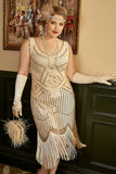 Aprikos Plus Size 1920 Gatsby kjole med 20s Acessories Set