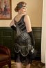 Load image into Gallery viewer, Svart gylden 1920-tallet Plus Size kjole med 20s tilbehør sett