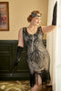 Load image into Gallery viewer, Svart og aprikos paljetter 1920s Plus Size kjole med 20s tilbehør sett