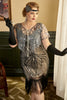 Load image into Gallery viewer, Svart og aprikos paljetter 1920s Plus Size kjole med 20s tilbehør sett
