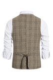 Brown Plaid Double Breasted menn vest med tilbehør sett