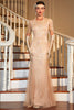 Load image into Gallery viewer, Sparkly Blush Sequined Long 1920 Flapper Dress med 20s tilbehør