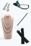 Navy lange ermer Sequined 1920 Gatsby kjole med Acessories Set