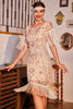 Load image into Gallery viewer, Sparkly Champagne Sequins Fringed 1920-tallet kjole med tilbehør sett