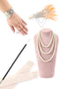 Load image into Gallery viewer, Sparkly Champagne Spaghetti stropper Paljetter frynset 1920-tallet kjole med tilbehør sett