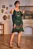 Load image into Gallery viewer, Sparkly Green og Golden Spaghetti stropper paljetter Fringed 1920-tallet kjole med tilbehør sett