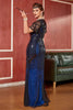 Load image into Gallery viewer, Mørk blå Long Fringed Sequins 1920-tallet kjole med tilbehør sett