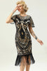 Load image into Gallery viewer, Svarte paljetter frynset hette ermer 1920-tallet kjole med tilbehør sett