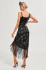 Load image into Gallery viewer, Glitter Black Fringed Sequins 1920 Gatsby kjole med 20s tilbehør