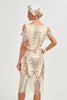 Load image into Gallery viewer, Glitter Champagne Kald skulder paljetter frynser 1920-tallet Gatsby kjole med tilbehør sett