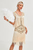 Load image into Gallery viewer, Glitter Champagne Sequins Fringed 1920 -tallet Gatsby kjole med tilbehør sett