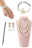 Champagne Glitter Fringes Gatsby kjole med tilbehør sett