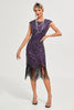 Load image into Gallery viewer, Frynser Dark Purple Beading 1920-tallet kjole med tilbehør sett
