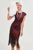 Load image into Gallery viewer, Burgunder frynser Sparkly Flapper kjole med tilbehør sett