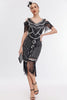 Load image into Gallery viewer, Svart Golden Cold Shoulder Fringes 1920-tallet Gatsby kjole med 20s tilbehør sett