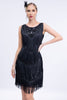 Load image into Gallery viewer, Black Fringed 1920 -tallet Gatsby kjole med paljetter med 20s tilbehør sett