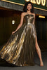 Load image into Gallery viewer, Golden A-Line Spaghetti stropper Plissert Sparkly Prom kjole med tilbehør sett