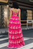 Load image into Gallery viewer, Trendy En linje av skulderen Fuchsia Split Front korsett Prom kjole med tilbehør sett