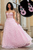 Load image into Gallery viewer, Rosa A-Line stroppeløs lagdelt lang korsett Prom kjole med tilbehør sett