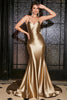Load image into Gallery viewer, Mermaid Golden Spaghetti stropper Prom kjole med tilbehør