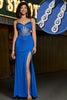 Load image into Gallery viewer, Beading Royal Blue Mermaid Glitter Corset Prom kjole med tilbehør