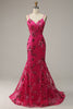 Load image into Gallery viewer, Hot Pink paljetter Print Havfrue Prom Kjole