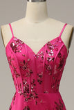 Hot Pink paljetter Print Havfrue Prom Kjole